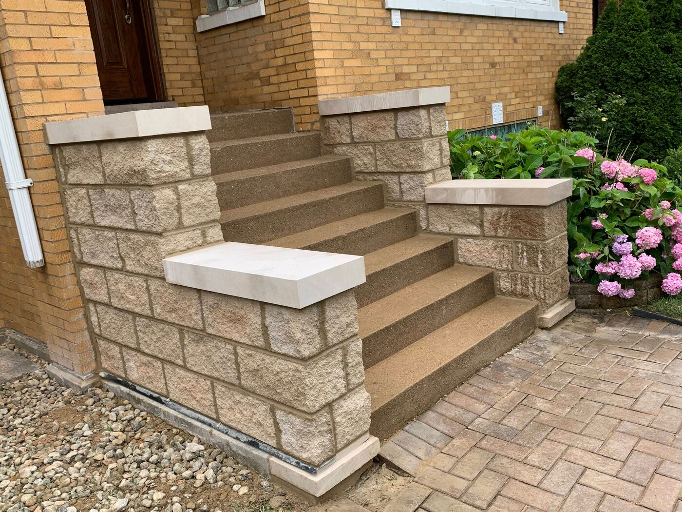 Rebuilt brick porch
