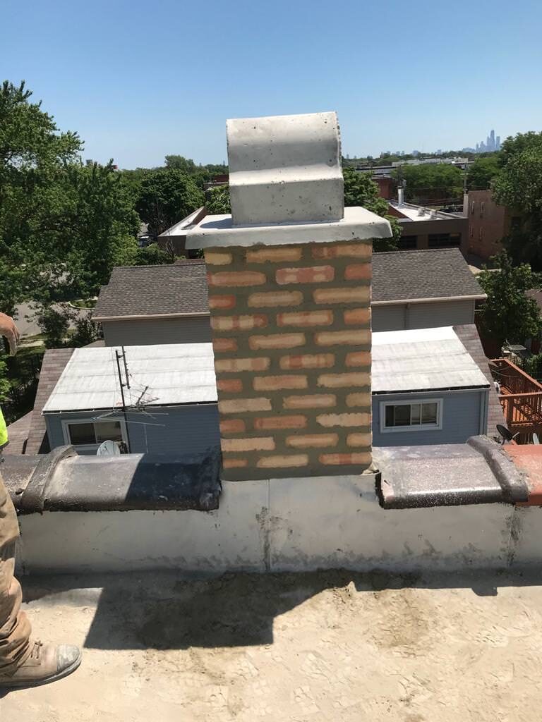 Rebuilt brick chimney
